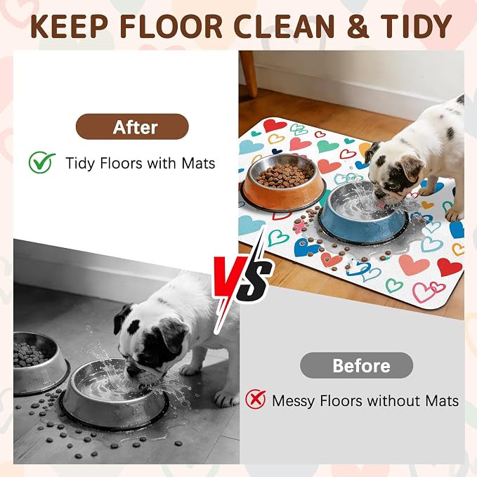 Dog Food Mat for Bowls, Absorbent Quick Dry Dog Cat Mats for Food and Water - Image 3