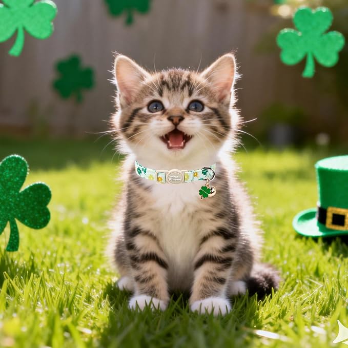 Unique Style Paws Saint Patrick Cat Collar, Shamrock Cat Collars, Adjustable - Image 6