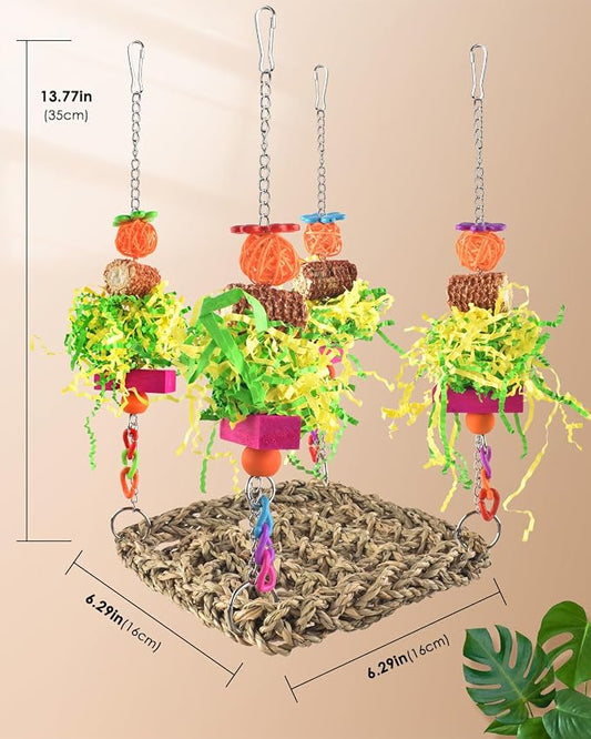 ERKOON Conure Toys, Bird Cockatiel Toys Foraging Swing Mat Parrot Climbing - Image 2