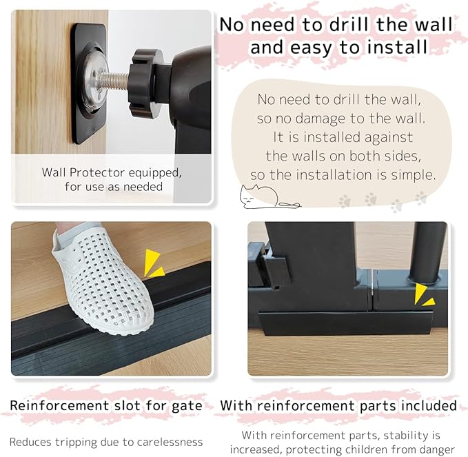 Lumizone Extra Tall Cat Gate 61.02" High Pressure Mounted Extra Wide - Image 6