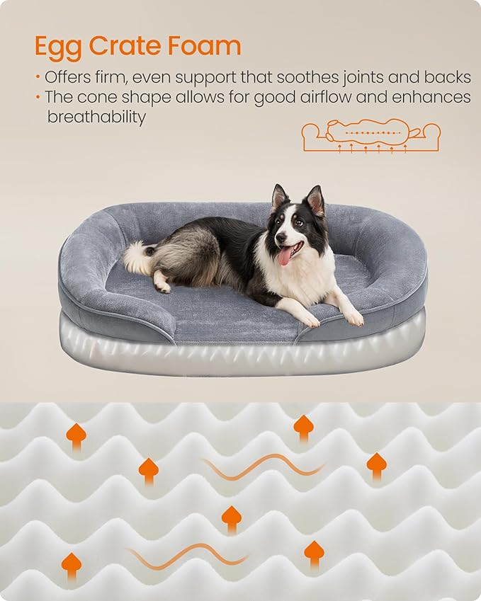 Feandrea Dog Bed, Large Orthopaedic Dog Sofa Bed, Egg Crate Foam, Waterproof - Image 3