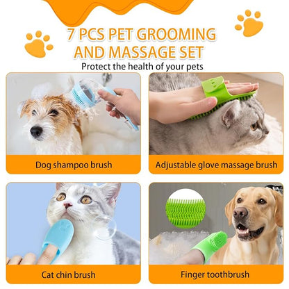 7 PCS Pet Bath Brush Set, Dog Bath Brush - Image 7