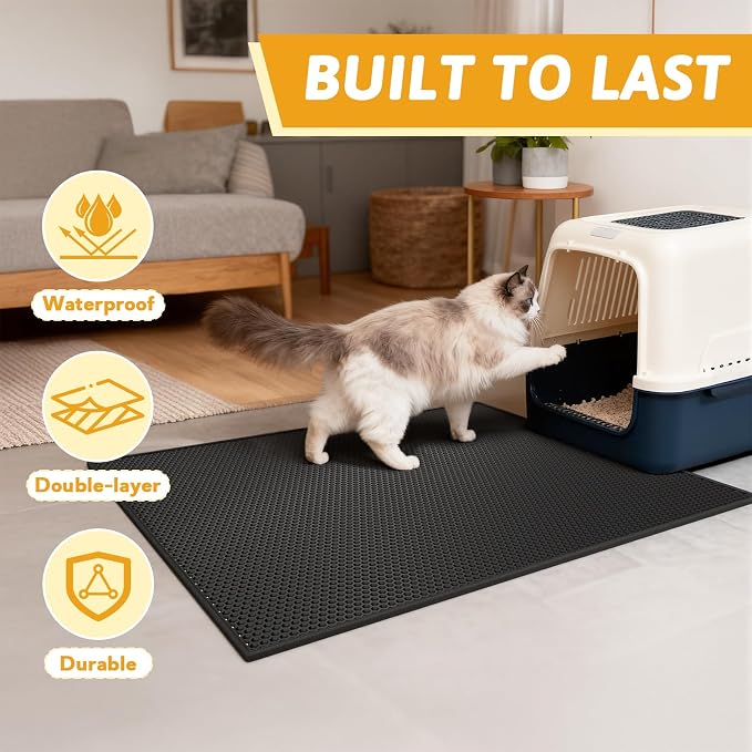 Pieviev Cat Litter Mat Double Layer Waterproof Urine Proof Trapping Mat 1 Pack) - Image 7