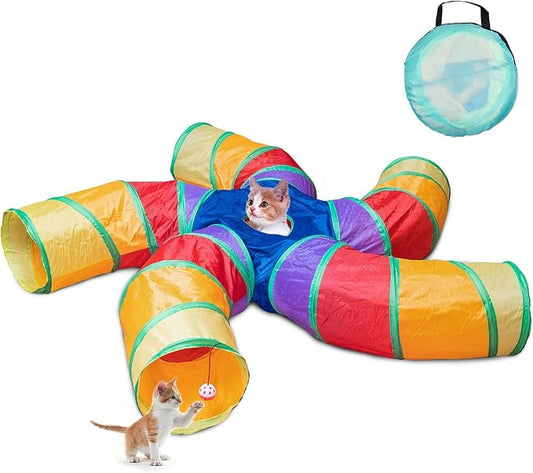 Depets Cat Tunnel for Indoor Cats, 5 Way Large Cat Play Tunnel & Tube by Depets