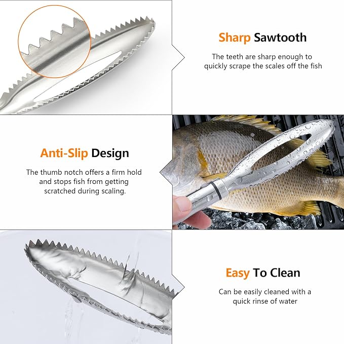 2 Pcs Fish Tweezer 2 Pcs Fish Scale Remover, Fishbone Tweezers Descaler Cleaner - Image 5