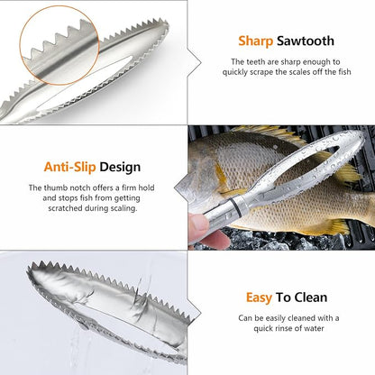 2 Pcs Fish Tweezer 2 Pcs Fish Scale Remover, Fishbone Tweezers Descaler Cleaner - Image 5