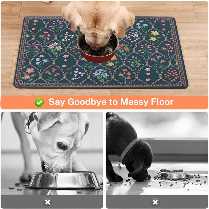 Absorbent Pet Dog Bowl Mat for Food and Water, Pet Cat Food Feeding Mat - Image 3