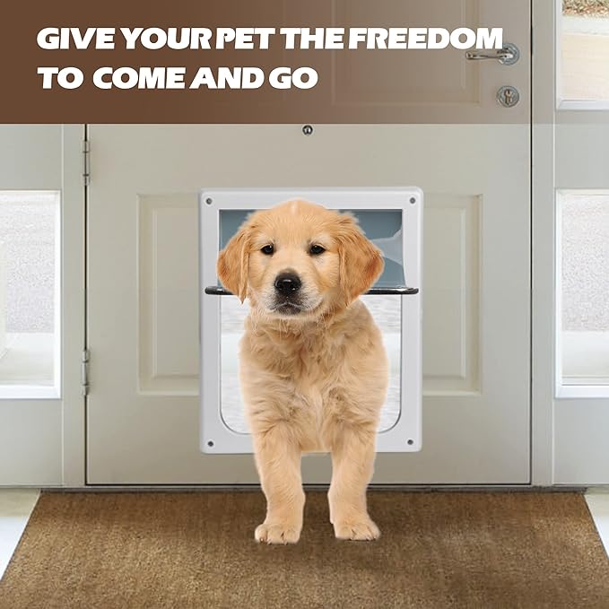 Doggie Dog Flap Interior Sliding Door Wall 2 Ways Locking Entry Pet Glass Door - Image 6