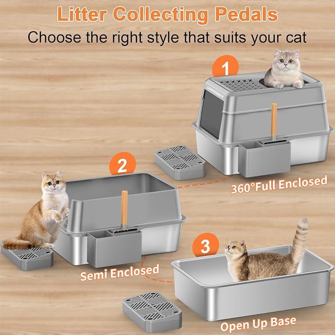 URPOWER Stainless Steel Cat Litter Box - Image 6