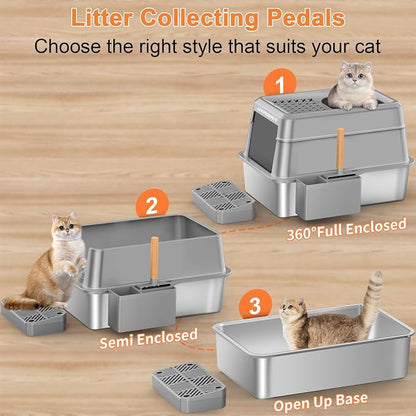 URPOWER Stainless Steel Cat Litter Box - Image 6