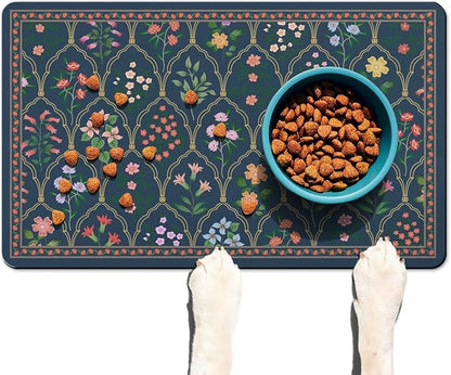 Absorbent Pet Dog Bowl Mat for Food and Water, Pet Cat Food Feeding Mat by Ideasonna