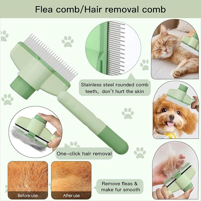 Cat&Dog Grooming Kit-6PCS for Cat Flea Comb, Dog Brush For Shedding, Pet Nail - Image 2