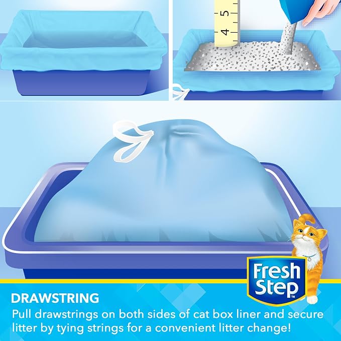 Fresh Step Jumbo Drawstring Cat Litter Box Liners, Scented Heavy Duty Kitty - Image 3