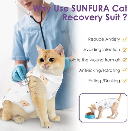 SUNFURA Cat Recovery Suit, Kitten Surgical Full Bodysuit - Image 6