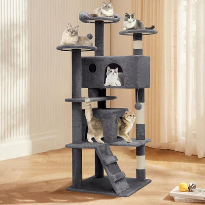 Athena Collection Cat Tree, 54 Inch Cat Tree Tower - Image 3