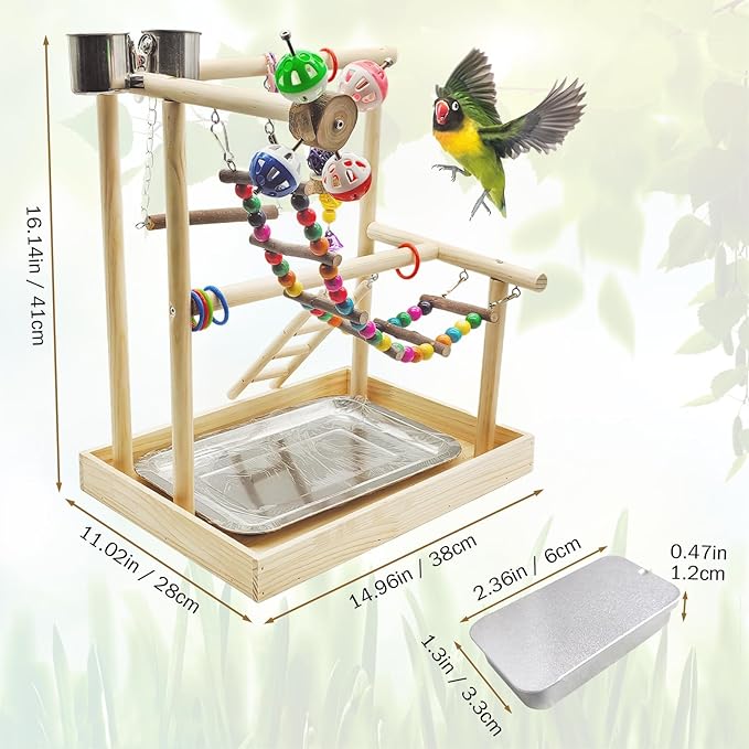 PINVNBY Bird Playground Parrot Playstand Play Gym Cockatiel Wood Bird Toys - Image 4