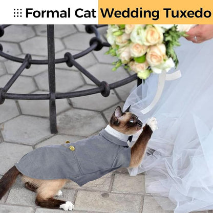 DENTRUN Cat Tuxedo Outfit, Sphynx Cat Costume Formal Suit - Image 7