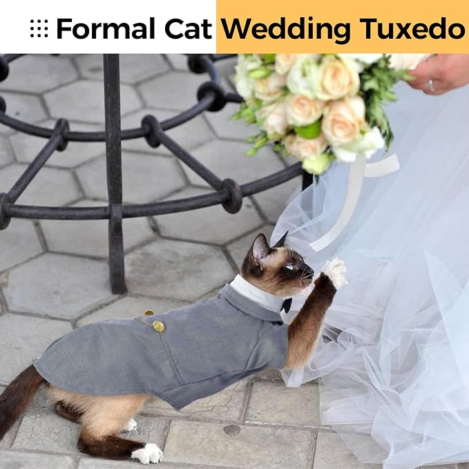 DENTRUN Cat Tuxedo Outfit, Sphynx Cat Costume Formal Suit - Image 7