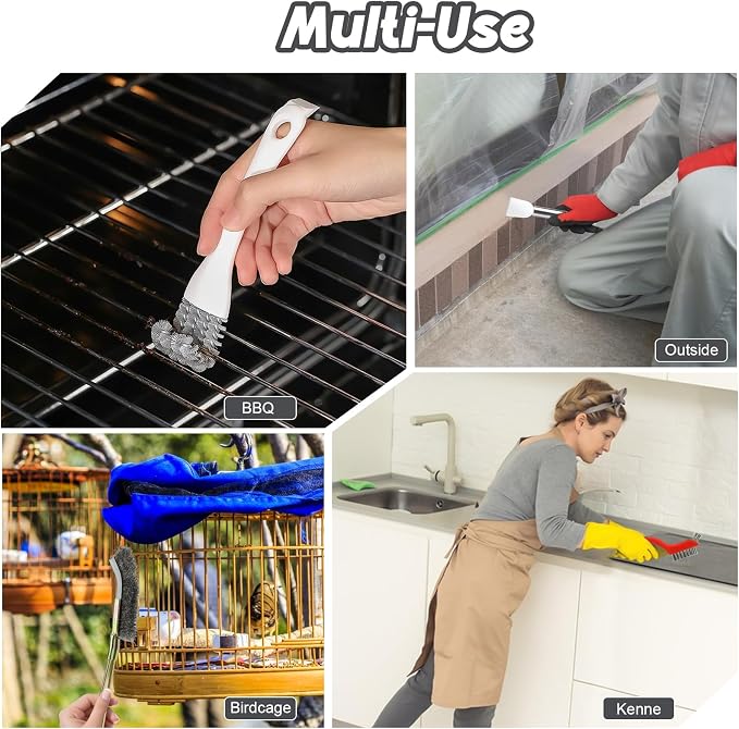 6PCS Bird Cage Cleaning Brush Tools Set, Stainless Steel Bird Poop Remover - Image 4
