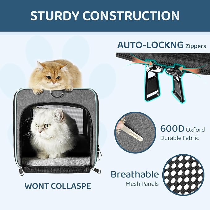 Cat Carrier American, Delta Airline Approved/Soft-Sided Pet Travel Bag - Image 7