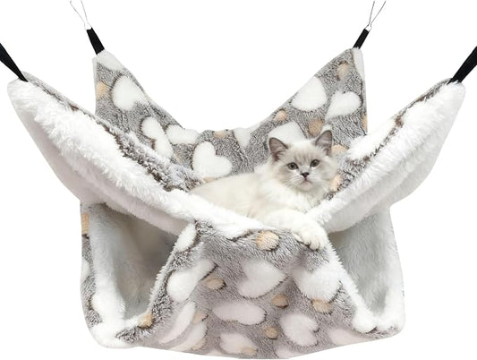 Cat Hammock for Cage, Soft Warm Hanging Bed for Kitten, Guinea Pig, Chinchilla by OINEEDU