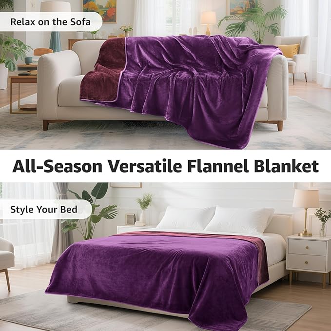 LOOBANI Waterproof Blanket for Bed: Reversible Soft Flannel Queen Bed Blanket - Image 7