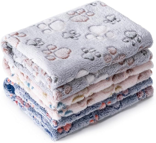 1 Pack 3 Blankets Super Soft Fluffy Premium Fleece Pet Blanket Flannel Paw by CADONO