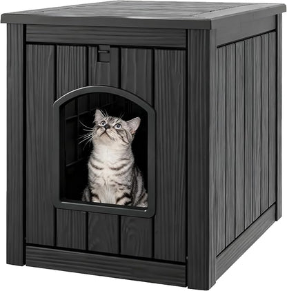 Cat Litter Box Enclosure, Plastic Hidden Litter Box Side Table by WTFGO