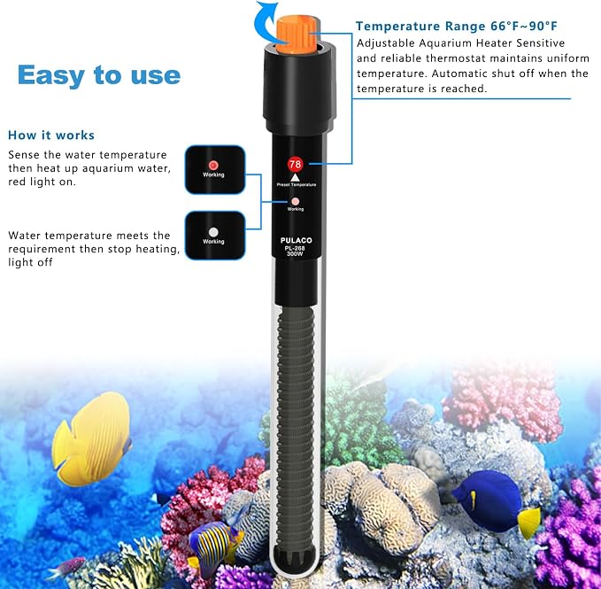 PULACO 300Watt Aquarium Heater for 50-70 Gallon Fish Tank, Adjustable - Image 3