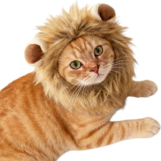 Adjustable Lion Mane Wig Pet Costume, Soft Halloween Cat Clothing by VEAGINS