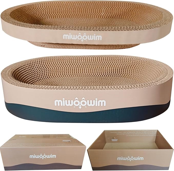 3PSC Cat Scratcher Cardboard, Oval Cat Scratch Pad Bowl Nest by miwooim