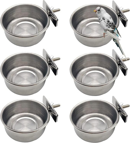 Tfwadmx 6 Pcs Bird Feeding Dish Cups Parrot Food Bowl Clamp Holder Coop Cup by Tfwadmx