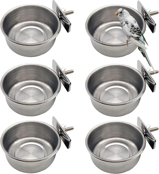 Tfwadmx 6 Pcs Bird Feeding Dish Cups Parrot Food Bowl Clamp Holder Coop Cup by Tfwadmx