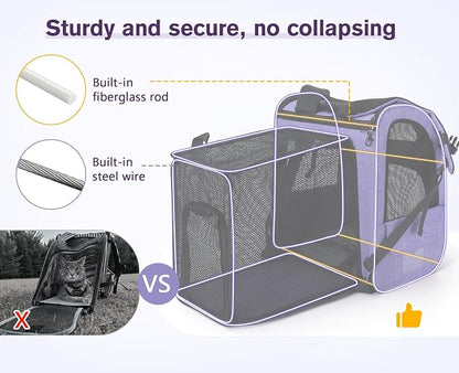 Pecute Cat Backpack Carrier Expandable, Pet Backpack - Image 3