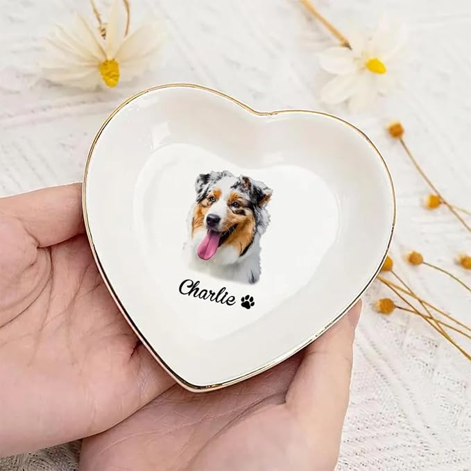 Custom Pet Photo Ring Dish, Personalized Pet Portrait Jewelry Dish, Pet Lover - Image 5