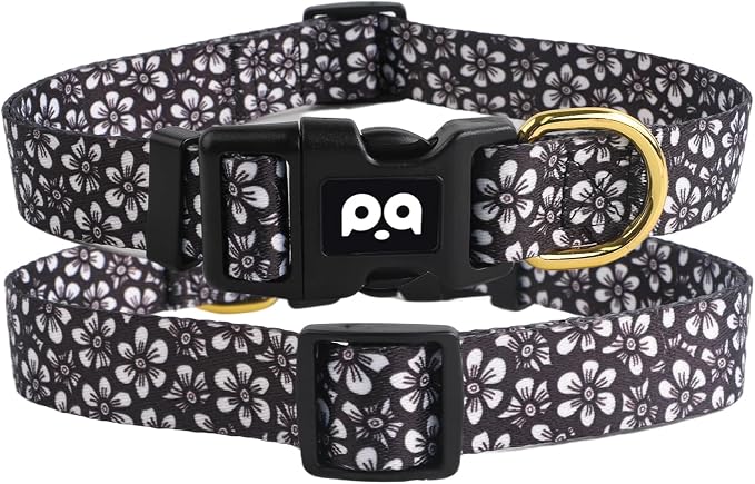 QQPETS Adjustable Soft Dog Collar: Print Flower Pink Multicolor Cute Patterns - Image 8