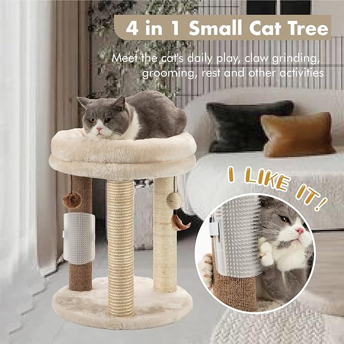 MECOOL 4in1 Small Cat Tree, Scratching Post - Image 2