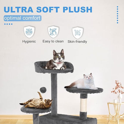 FDW | 54" Cat Tree Tower | Light Gray | Multi-Level Indoor Activity Center - Image 5