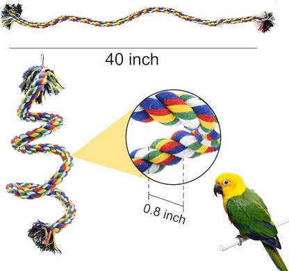 WishLotus Bird Perches, Parrot Colorful Climbing Rope Swing Toys Parrot Stand - Image 3