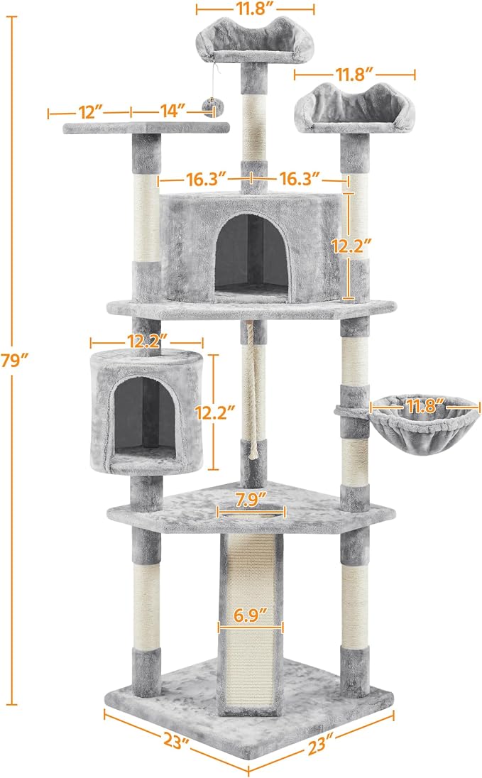 Yaheetech 79 inches Cat Tree Multi-Level Cat Tower - Image 5