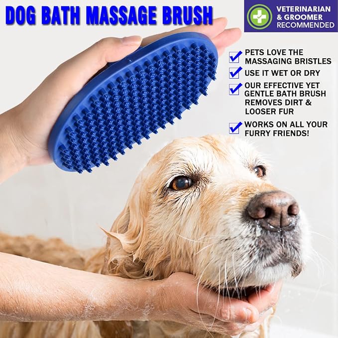 Dog Grooming Brush, Dog Shampoo Bath Brush Shedding Soothing Massage Rubber Comb - Image 4
