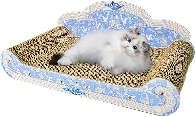 Luxury Cardboard Cat Scratcher Sofa Bed, Couch Shaped Cat Scratching Board by INRLKIT