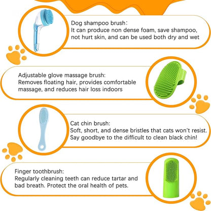 7 PCS Pet Bath Brush Set, Dog Bath Brush - Image 3
