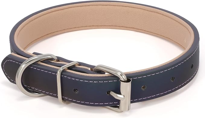 WHIPPY Leather Dog Collar for Medium Large Dog Adjustable Soft Leather Padded by WHIPPY