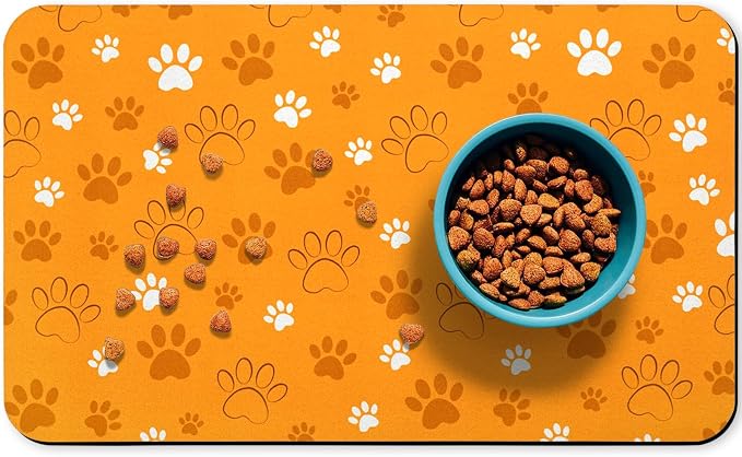 Dog Food Mat, Absorbent Water Bowl Mats Cat Pet Feeding Placemats Orange 12 * by Zoeeya