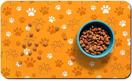Dog Food Mat, Absorbent Water Bowl Mats Cat Pet Feeding Placemats Orange 12 * by Zoeeya