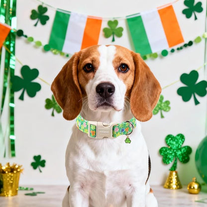 DOGWONG St. Patrick Dog Collar, Comfortable Adjustable Green Clover Pattern Dog - Image 4