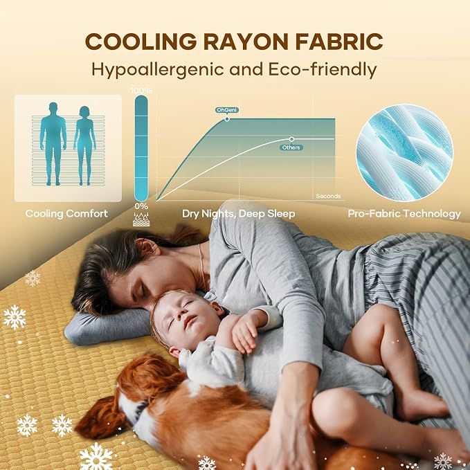 OhGeni 100% Waterproof Mattress Protector, Queen Size Mattress Soft Pad - Image 4