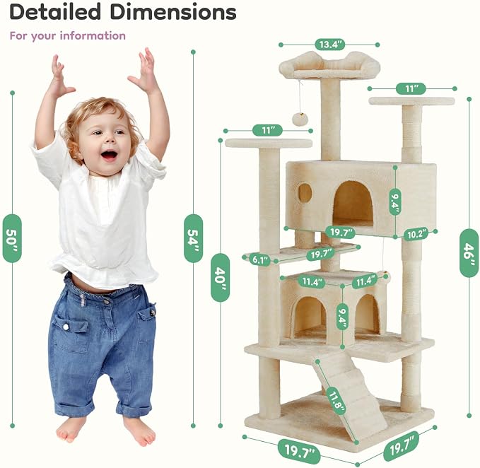 Cat Tree Tower, 54-Inch Cat Tree - Image 7