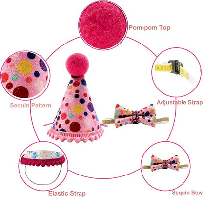 Christmas Pet Party Jazz Hat and Blingbling Bow Tie Breakaway Collar Set - Image 2
